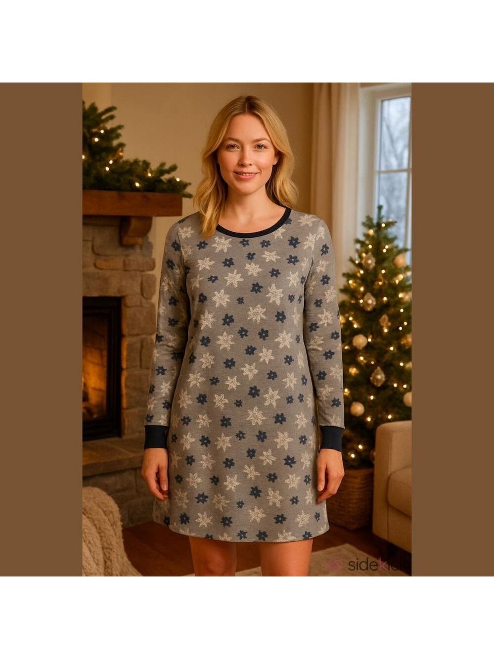 Mountains Peak Women's Snowflake Pajama Dress Sz M